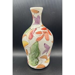 Jan Pugh Floral Tall White Art Pottery Vase, Signed Collectible Floral Flower